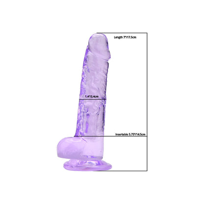 Loving Joy 7 Inch Dildo with Balls Purple