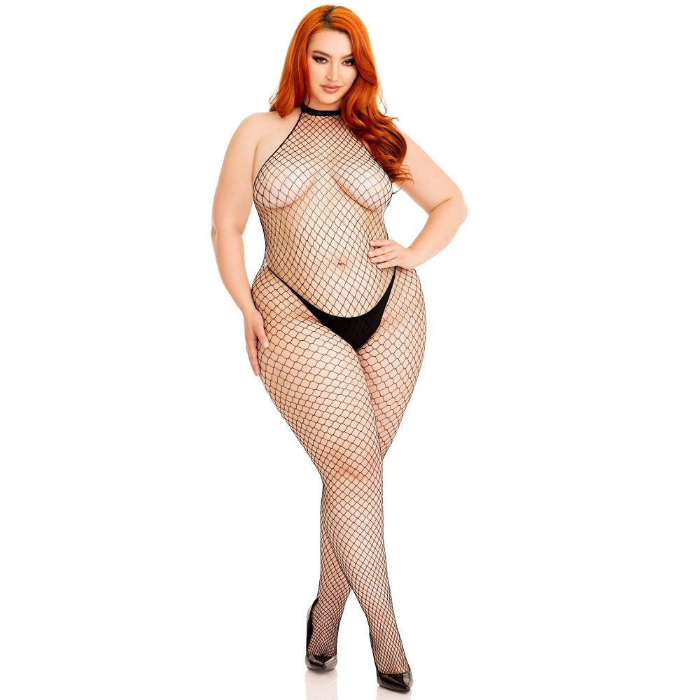 Leg Avenue Racer Neck Bodystocking Plus Size