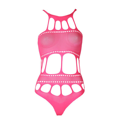 Cut Out Thong Bodysuit Neon Pink One Size