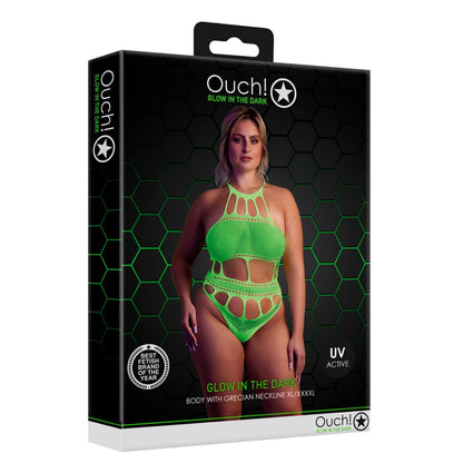 Cut Out Thong Bodysuit Neon Green Plus Size